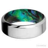8 mm wide High Bevel Cobalt Chrome band featuring a Abalone sleeve
