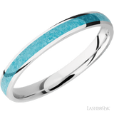 3 mm wide/Domed/Cobalt Chrome band with one 2 mm Centered inlay of Turquoise