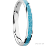 3 mm wide/Domed/Cobalt Chrome band with one 2 mm Centered inlay of Turquoise