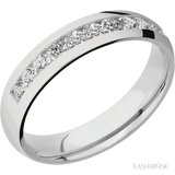 5 mm wide/Domed/Cobalt Chrome band with a Half Eternity arrangement of 07 carat Round Diamond stones in a Channel setting