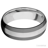 7 mm wide/Domed/Cobalt Chrome band with two 2 mm Double Off Center Edge inlays of Zirconium