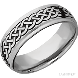 7 mm wide/Domed Stepped Down Edges/Cobalt Chrome band with a laser carved Celtic 9 pattern