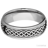 7 mm wide/Domed Stepped Down Edges/Cobalt Chrome band with a laser carved Celtic 9 pattern
