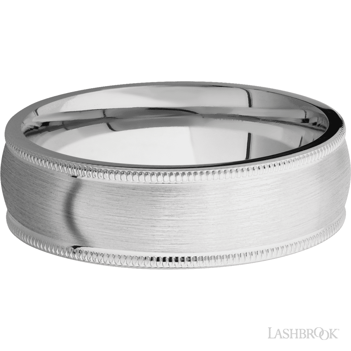 7 mm wide Domed Milgrain Edges Cobalt Chrome band