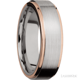 7 mm wide/Flat Grooved Edges/Cobalt Chrome band with two 1 mm Edge inlays of 14K Rose Gold