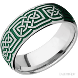 8 mm wide/Domed/Cobalt Chrome band with a laser carved Celtic 17 pattern