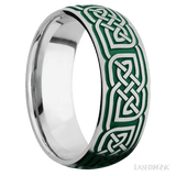 8 mm wide/Domed/Cobalt Chrome band with a laser carved Celtic 17 pattern
