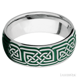8 mm wide/Domed/Cobalt Chrome band with a laser carved Celtic 17 pattern