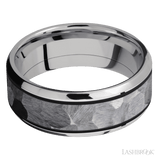 8 mm wide/Beveled/Cobalt Chrome band with one 5 mm Centered inlay of Tantalum