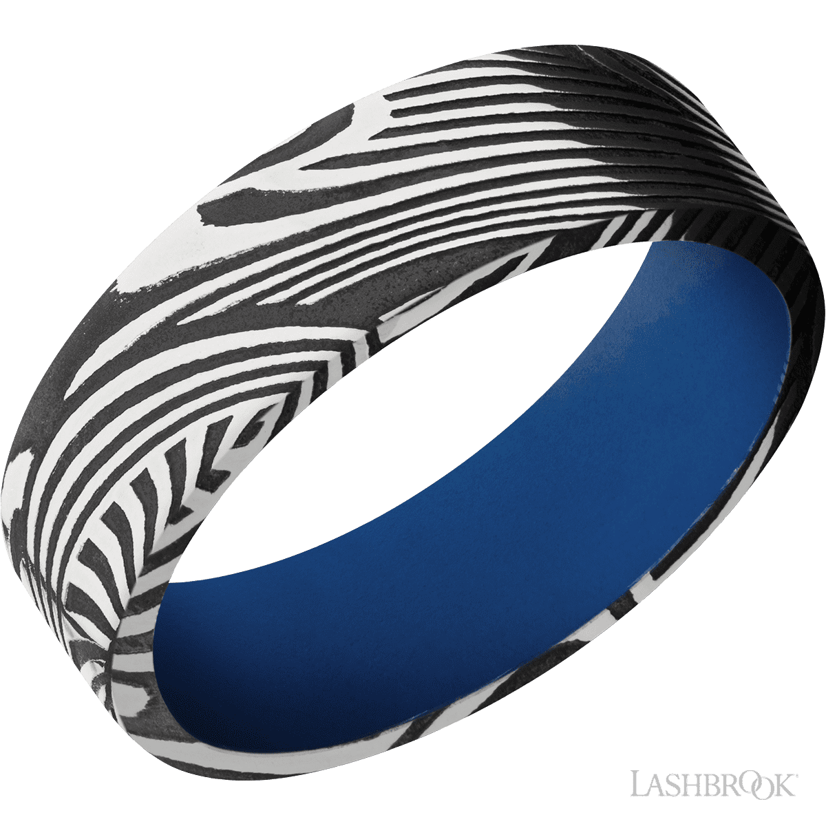7 mm wide Flat Sunset band featuring a Royal Blue sleeve