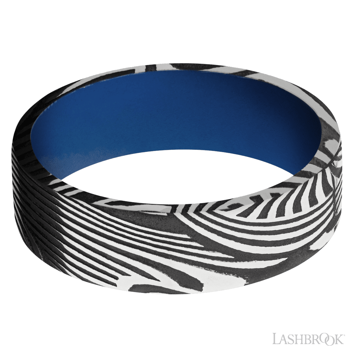 7 mm wide Flat Sunset band featuring a Royal Blue sleeve