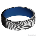 7 mm wide Flat Sunset band featuring a Royal Blue sleeve