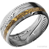 8 mm wide/Domed/Tightweave band with one 2 mm Off Center inlay of Alaskan Gold Nugget