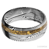 8 mm wide/Domed/Tightweave band with one 2 mm Off Center inlay of Alaskan Gold Nugget