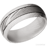8 mm wide Domed with two accent grooves Damascus band