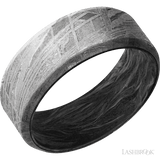 8 mm wide Beveled Meteorite band featuring a Forged Carbon Fiber sleeve