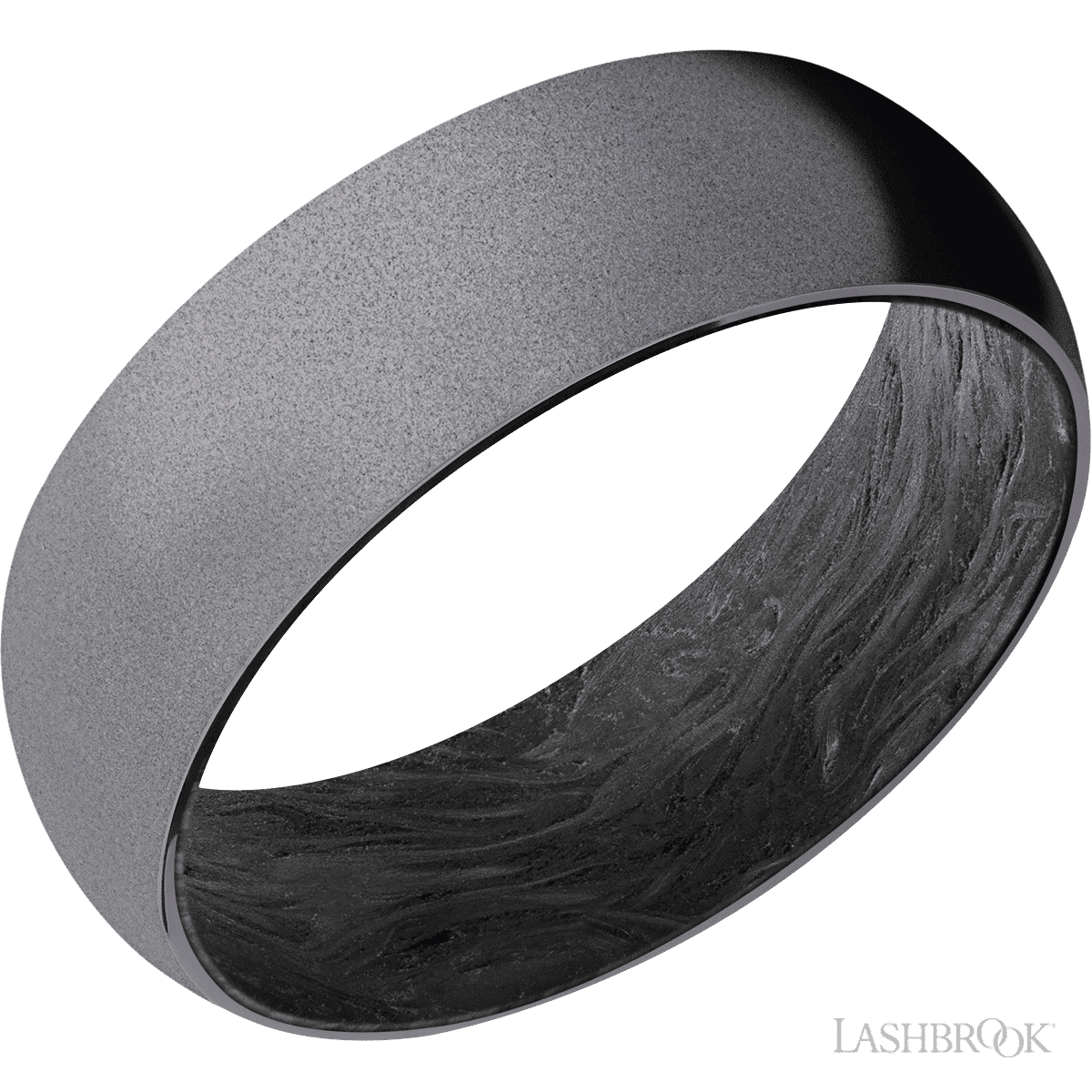 7 mm wide Domed Tantalum band featuring a Forged Carbon Fiber sleeve