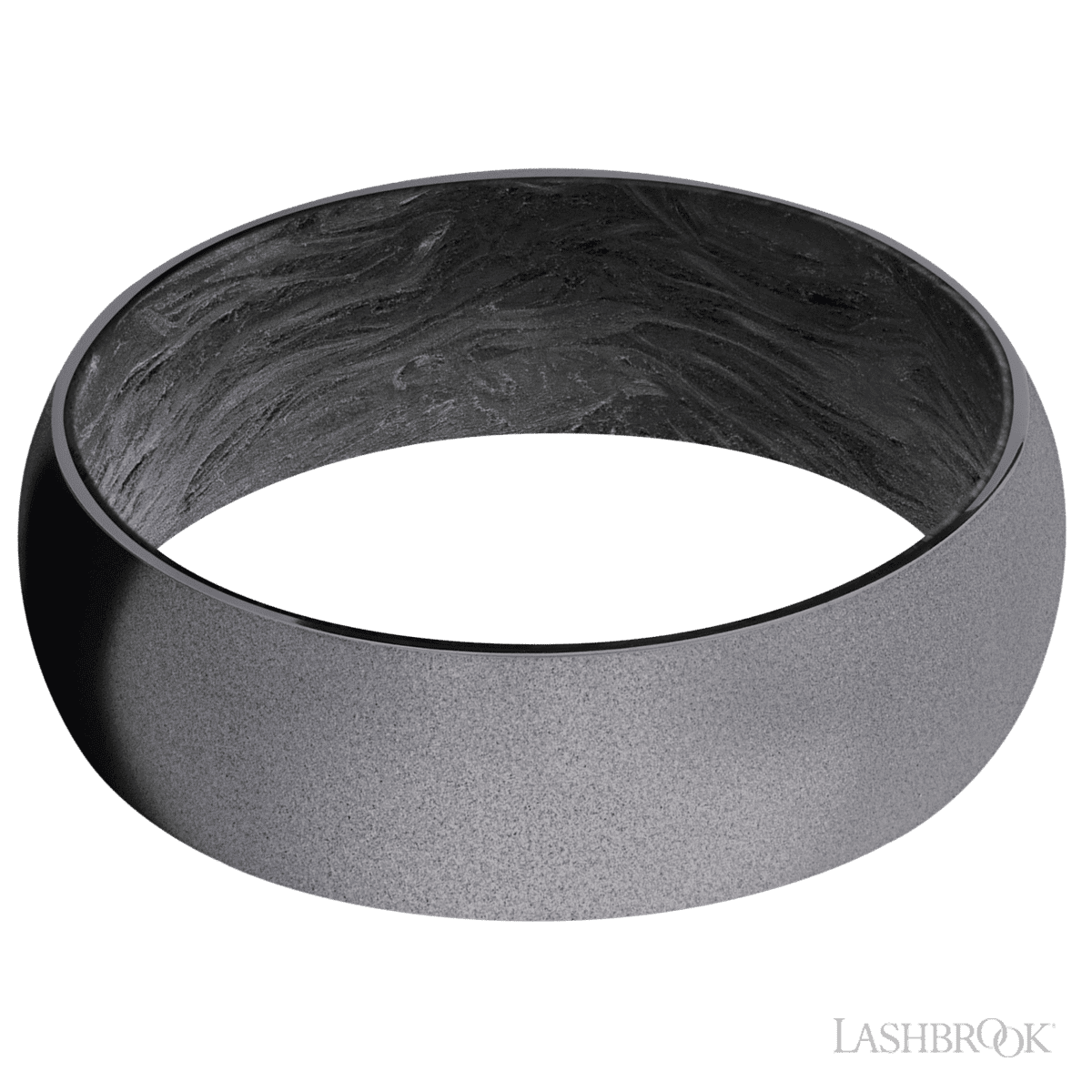 7 mm wide Domed Tantalum band featuring a Forged Carbon Fiber sleeve
