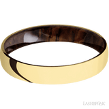 4 mm wide Domed 14K Yellow Gold band featuring a Cocobolo sleeve