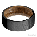 8 mm wide Flat Zirconium band featuring a Whiskey Barrel sleeve
