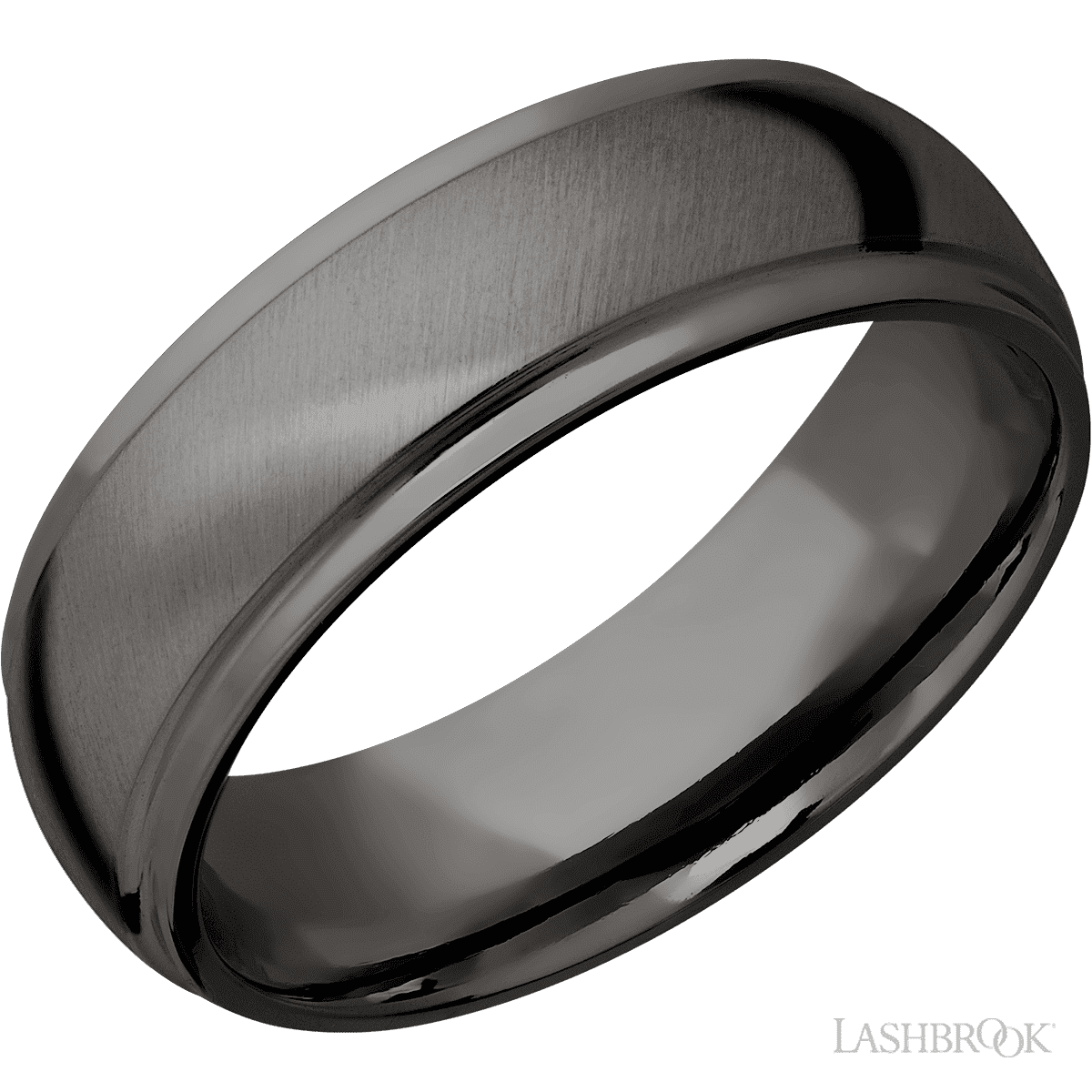 7 mm wide Domed Stepped Down Edges Tantalum Noir band