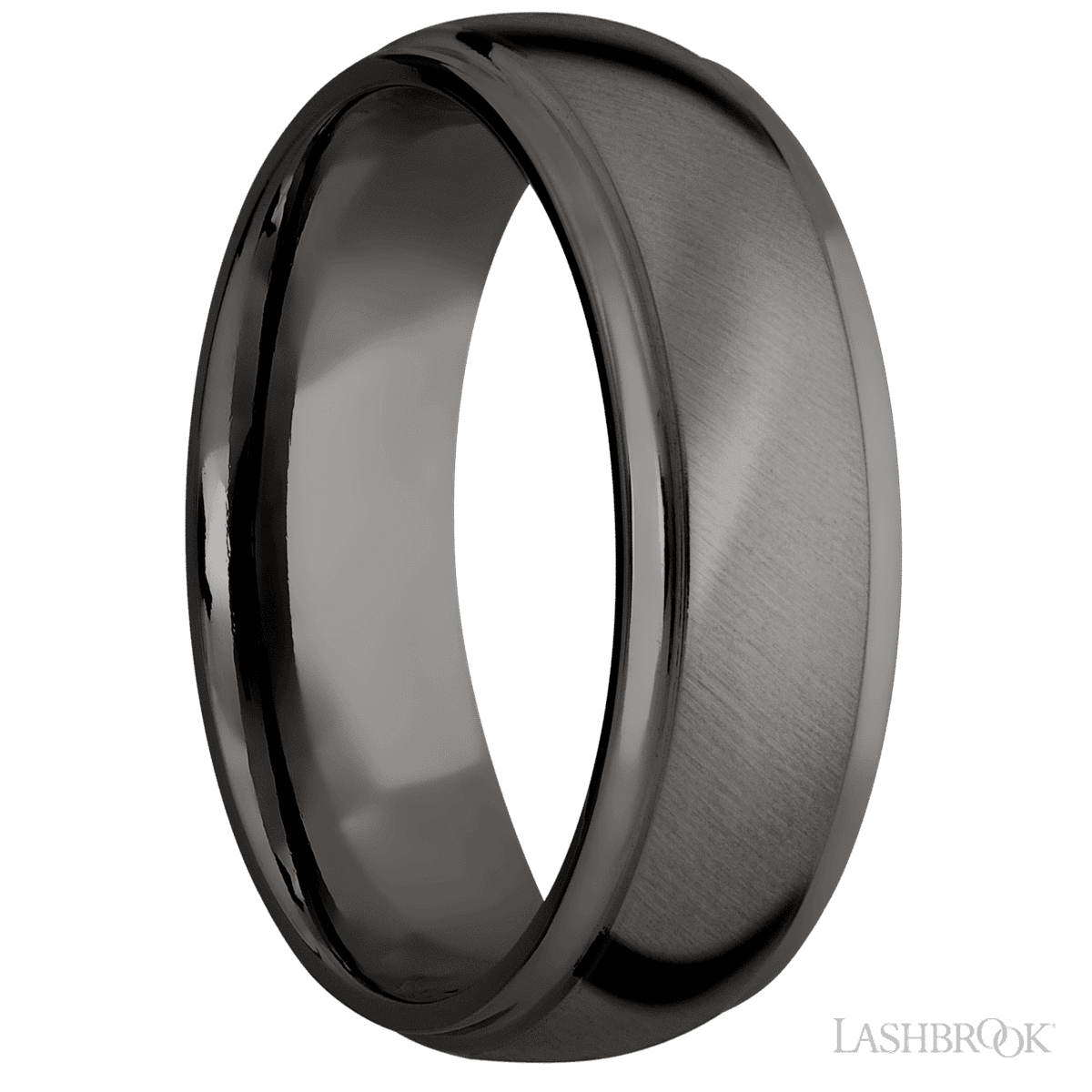 7 mm wide Domed Stepped Down Edges Tantalum Noir band