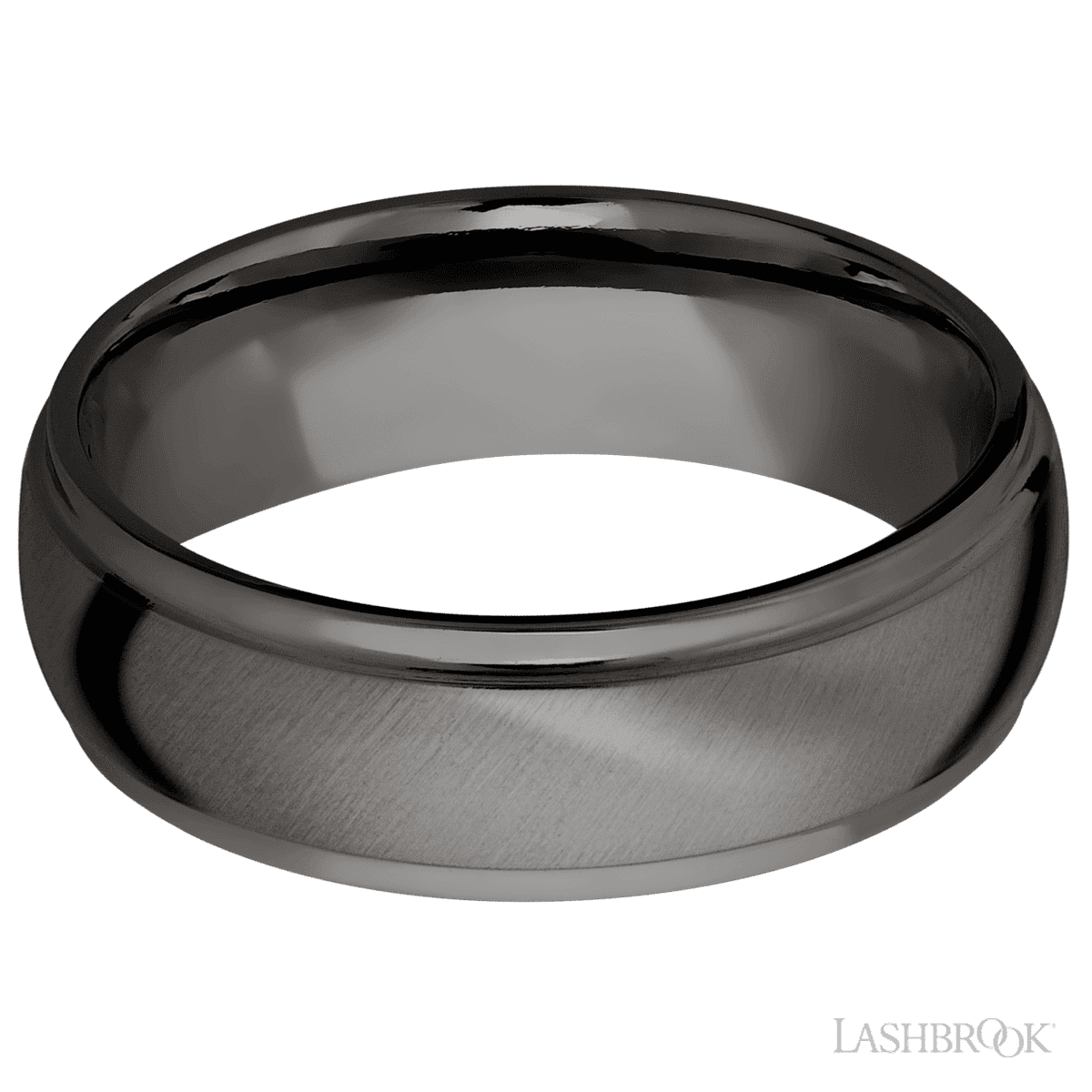 7 mm wide Domed Stepped Down Edges Tantalum Noir band