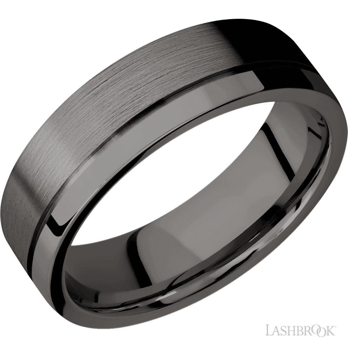 7 mm wide Flat with Off Center Accent Groove Tantalum Noir band