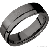 7 mm wide Flat with Off Center Accent Groove Tantalum Noir band