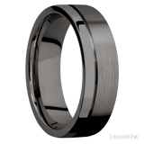 7 mm wide Flat with Off Center Accent Groove Tantalum Noir band