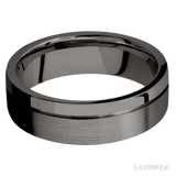 7 mm wide Flat with Off Center Accent Groove Tantalum Noir band