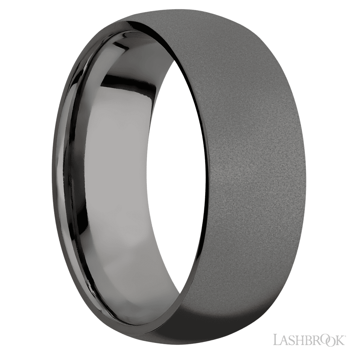 8 mm wide Domed Tantalum Noir band