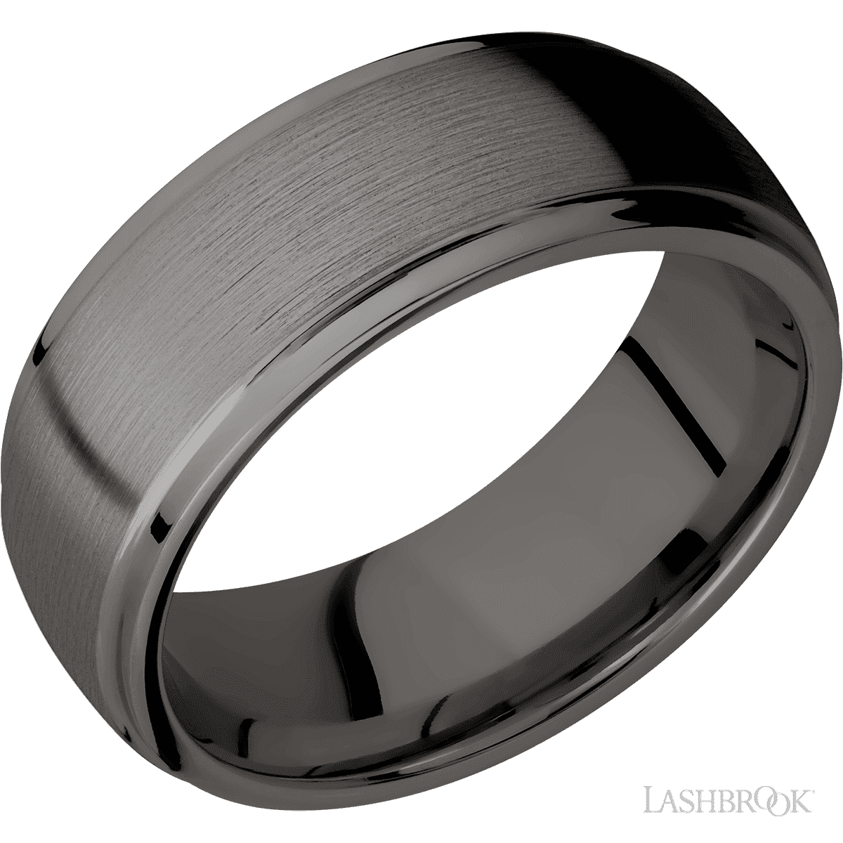 8 mm wide Domed Stepped Down Edges Tantalum Noir band