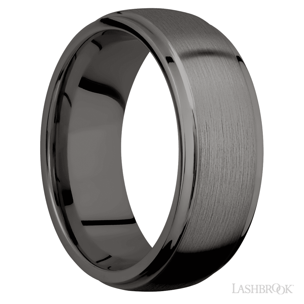 8 mm wide Domed Stepped Down Edges Tantalum Noir band