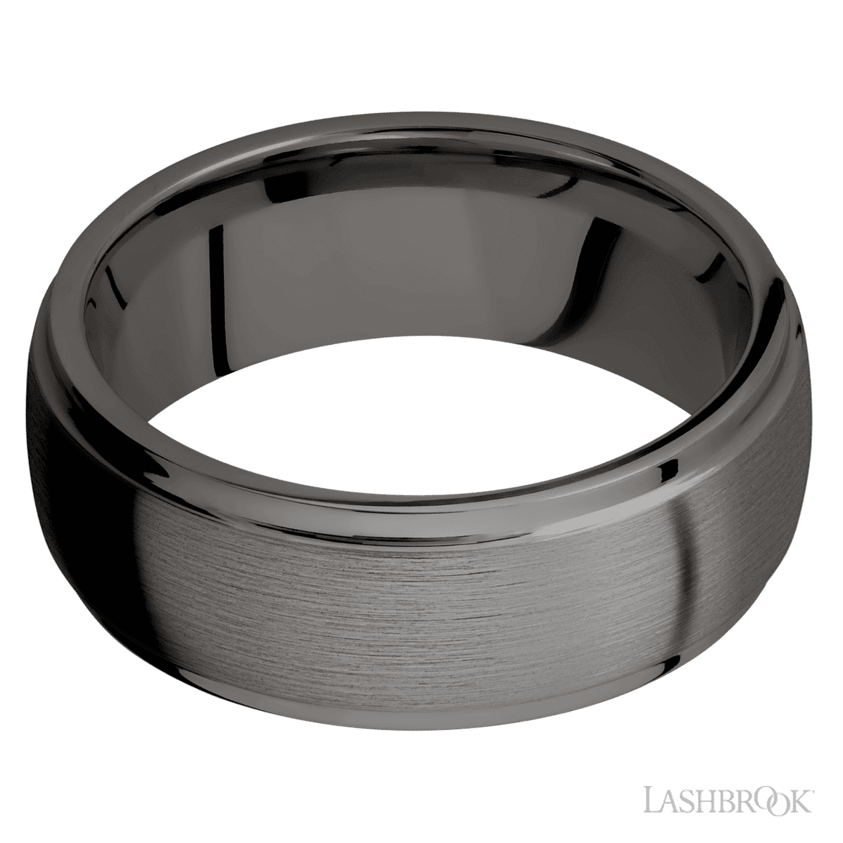 8 mm wide Domed Stepped Down Edges Tantalum Noir band