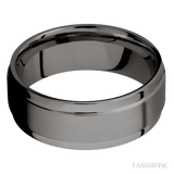 8 mm wide Flat Wide Grooved Edges Tantalum Noir band