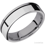 6 mm wide/Flat/Tantalum band with one 4 mm Off Center Edge inlay of Palladium Silver