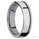 6 mm wide/Flat/Tantalum band with one 4 mm Off Center Edge inlay of Palladium Silver