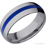 7 mm wide/Domed/Tantalum band with one 2 mm Centered inlay of Lapis