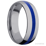7 mm wide/Domed/Tantalum band with one 2 mm Centered inlay of Lapis
