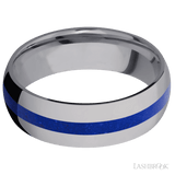 7 mm wide/Domed/Tantalum band with one 2 mm Centered inlay of Lapis