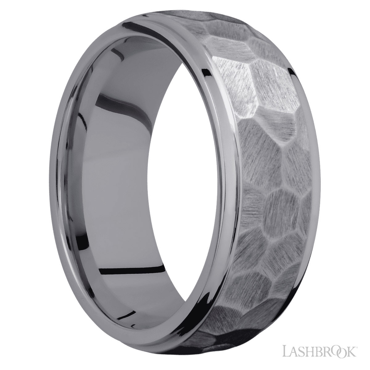 8 mm wide Domed Stepped Down Edges Tantalum band