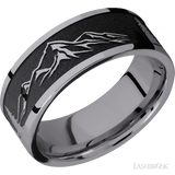 8 mm wide/Flat/Tantalum band with one 6 mm Off Center Edge inlay of Marble