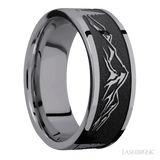 8 mm wide/Flat/Tantalum band with one 6 mm Off Center Edge inlay of Marble