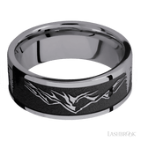 8 mm wide/Flat/Tantalum band with one 6 mm Off Center Edge inlay of Marble
