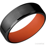 7 mm wide Beveled Zirconium band featuring a Hunter Orange sleeve