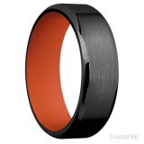 7 mm wide Beveled Zirconium band featuring a Hunter Orange sleeve