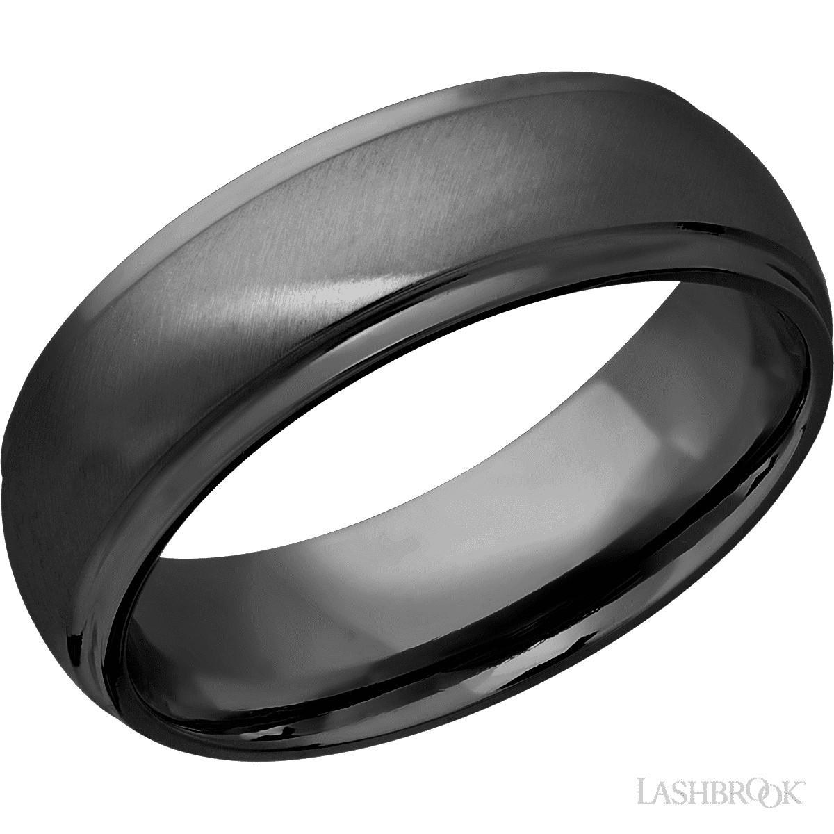 7 mm wide Domed Stepped Down Edges Zirconium band