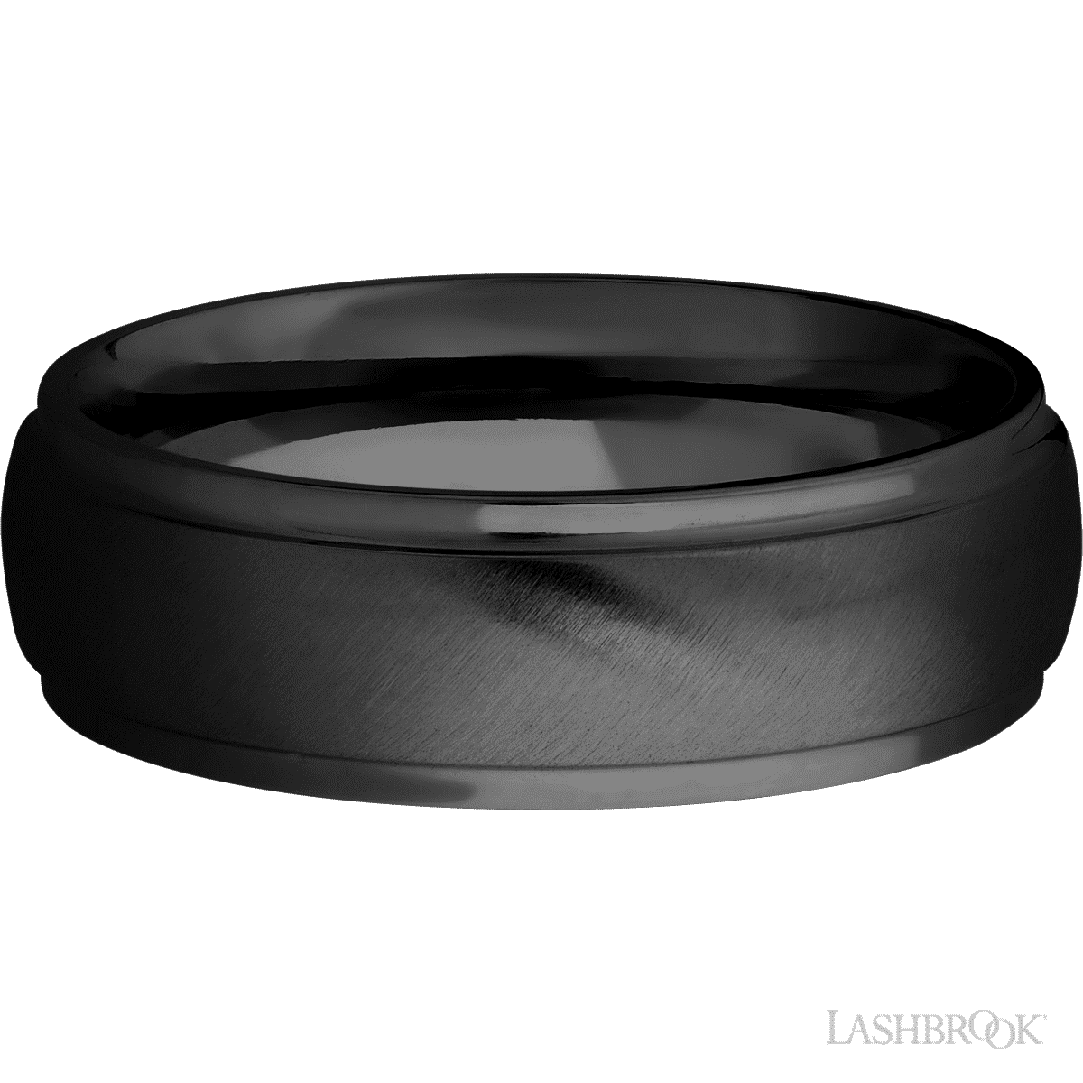 7 mm wide Domed Stepped Down Edges Zirconium band