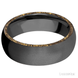 7 mm wide/Domed/Zirconium band with two 1 mm Side inlays of Alaskan Gold Nugget